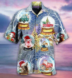 Awesome Snowball Christmas Funny Farmer Design Hawaiian Shirt,Christmas Gift