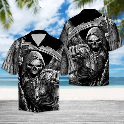 Scary Reaper Death Skull Hawaiian Shirt,Hawaiian Shirt Gift, Christmas Gift