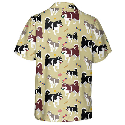 Cute Art With Husky Dog And Ball Hawaiian Shirt, Hawaiian Shirt Gift, Christmas Gift