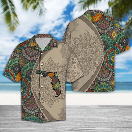 Léarscáil Seanré As Florida Stíl Mandala Patchwork Bláth Léine Haváís, Bronntanas Léine Haváís, Bronntanas Nollag