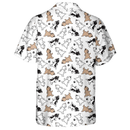 French Bulldog Running Cartoon Paw Footprint Hawaiian Shirt, Hawaiian Shirt Gift, Christmas Gift
