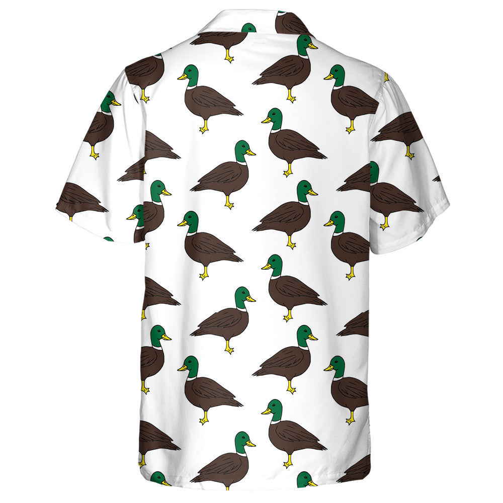 Hand Drawn Sketch Duck On White Background Hawaiian Shirt, Hawaiian Shirt Gift, Christmas Gift