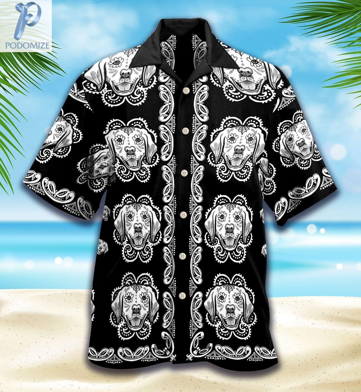 Labrador Lover Sugar Skull Pattern Hawaiian Shirt, Hawaiian For Gift