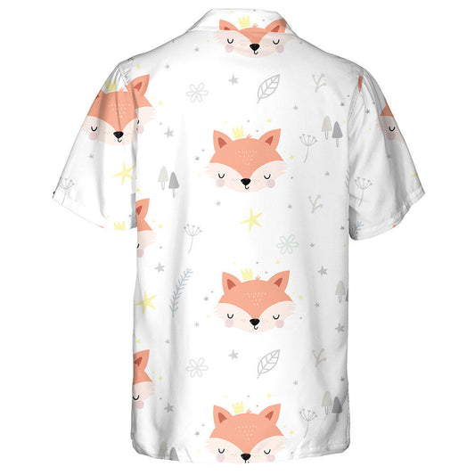 Sionnach Babaí Ainmhithe a Chodladh Le Corónach Dearadh Cartún Léine Haváís, Bronntanas Léine Haváís, Bronntanas Nollag