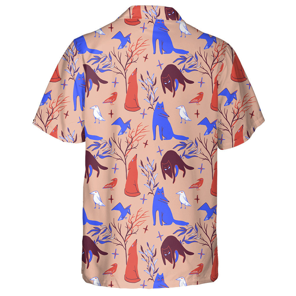 Halloween With Wolfs Crows And Plants Hawaiian Shirt, Hawaiian For Gift