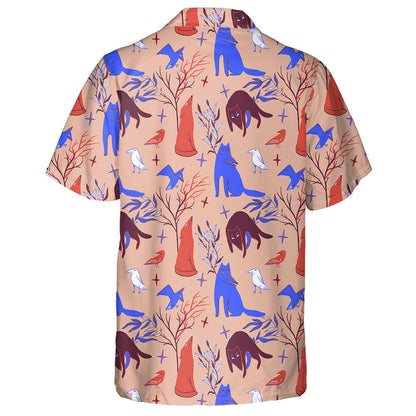 Halloween With Wolfs Crows And Plants Hawaiian Shirt, Hawaiian For Gift