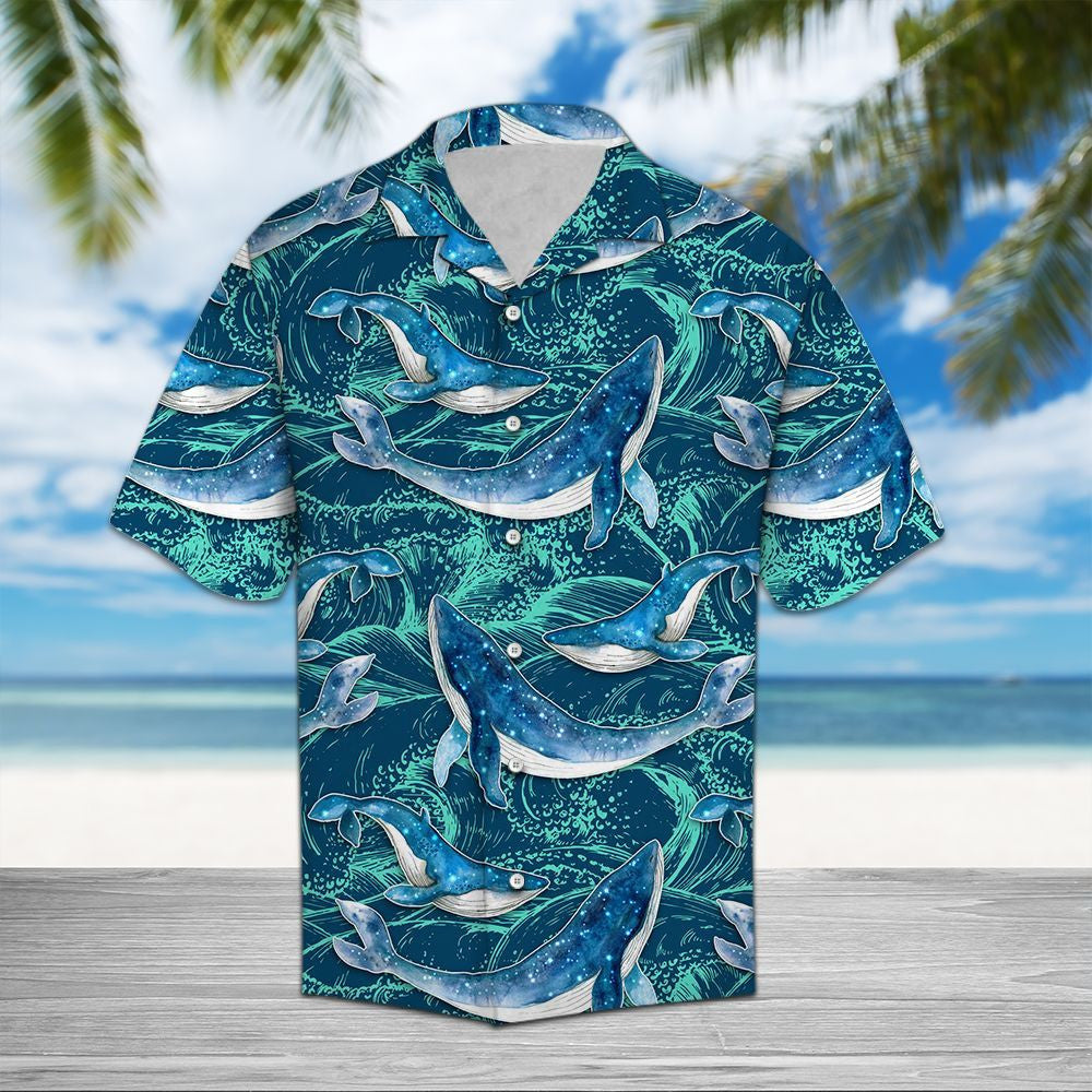Lively Themed Of Giant Whale Ocean Waves Hawaiian Shirt, Hawaiian Shirt Gift, Christmas Gift
