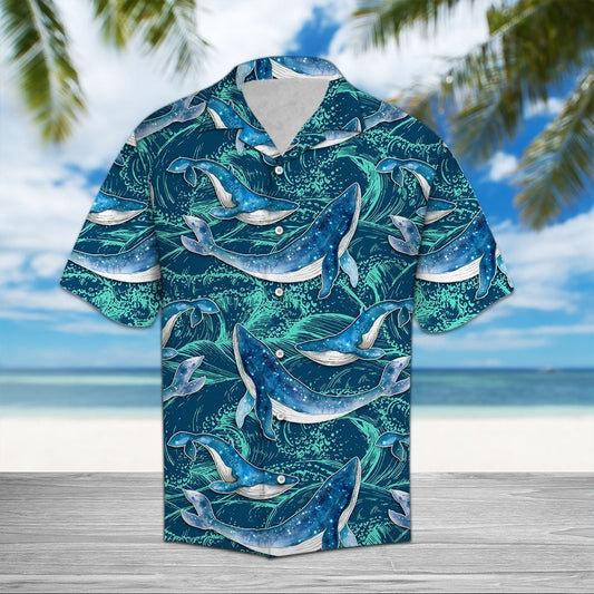 Lively Themed Of Giant Whale Ocean Waves Hawaiian Shirt, Hawaiian Shirt Gift, Christmas Gift