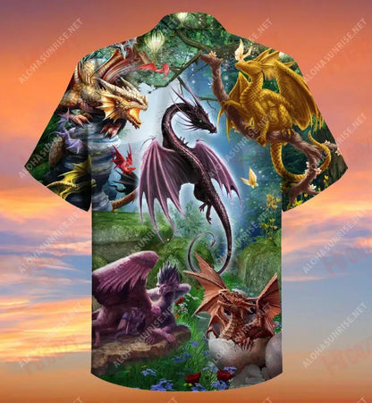 Dragon In Spring Short Sleeve Shirt Vacation Aloha Shirt Tactical Hawaiian Shirt Hawaiian Shirts For Men_Hawaiian Shirt Gift, Christmas Gift