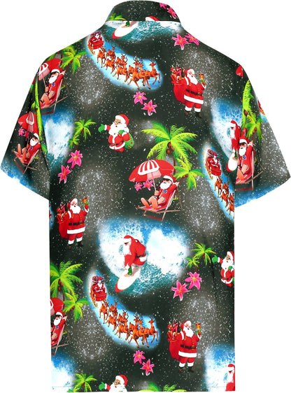 Sledge Dogs And Santa Christmas Design Hawaiian Shirt,Hawaiian Shirt Gift, Christmas Gift