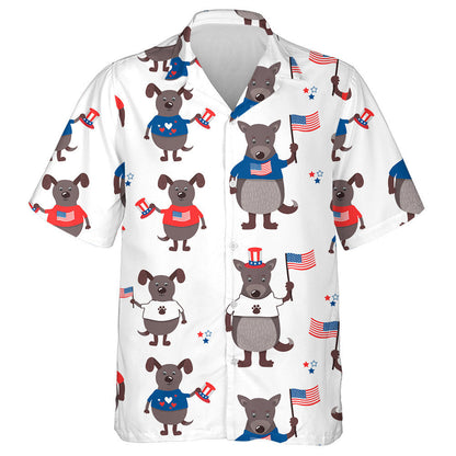 Funny Cartoon Dogs American Attributes Patriotic Hawaiian Shirt,Hawaiian Shirt Gift, Christmas Gift