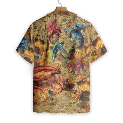 Golden Dragons With Treasure Background Hawaiian Shirt,Hawaiian Shirt Gift, Christmas Gift