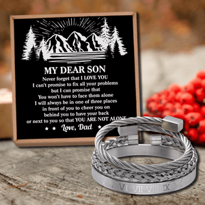 Dad To Son - You Are Not Alone Roman Numeral Bracelet Set