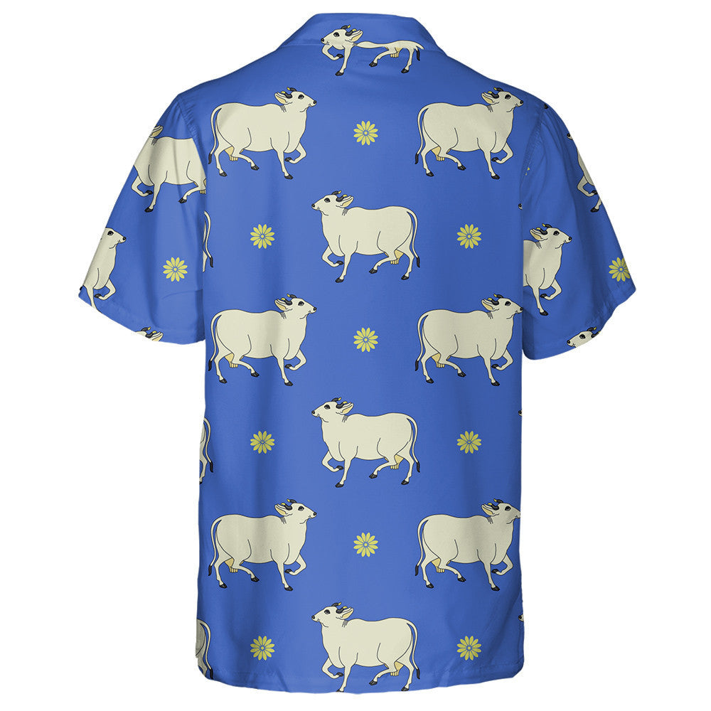 Kawaii Cow Doodle Style On Brown Hawaiian Shirt, Hawaiian For Gift