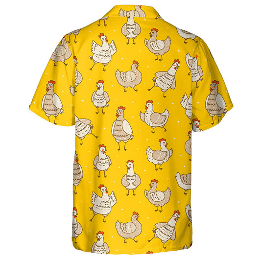 Cute Chickens Isolated On Yellow Background Hawaiian Shirt,Hawaiian Shirt Gift, Christmas Gift