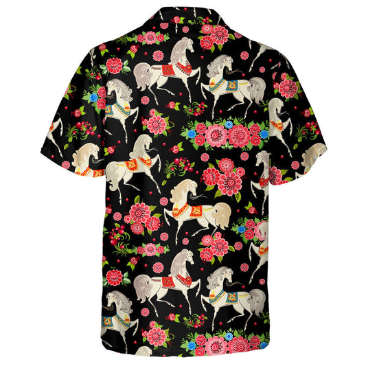 The Bright Beautiful Horses In Flowers Hawaiian Shirt,Hawaiian Shirt Gift, Christmas Gift