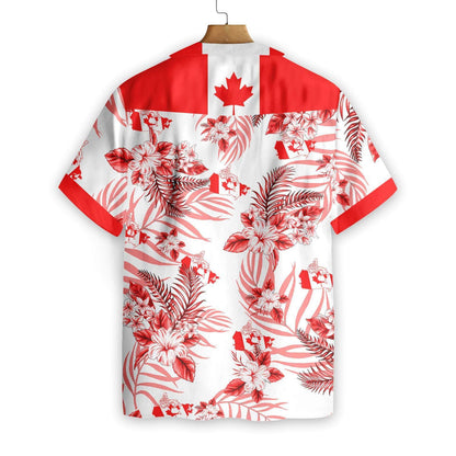 Canada Proud On White Background Pattern Hawaiian Shirt, Hawaiian For Gift