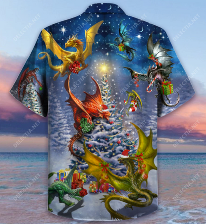 Christmas Dragons Hawaiian Shirt â€“ Dnstyles_Hawaiian Shirt Gift, Christmas Gift