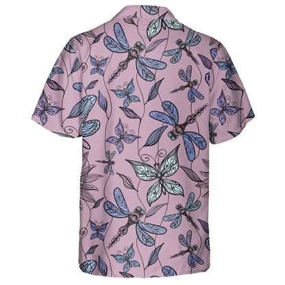Vintage Style Butterflies And Dragonflies With Leaves Hawaiian Shirt, Hawaiian Shirt Gift, Christmas Gift