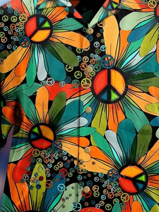 Sunflower Hippie Artistic Background Design Hawaiian Shirt,Hawaiian Shirt Gift, Christmas Gift