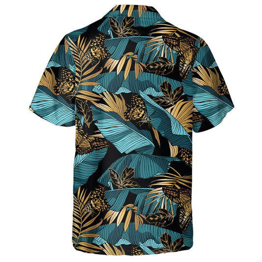 Theme Green Tropical Banana Leaves And Butterfly Hawaiian Shirt, Hawaiian Shirt Gift, Christmas Gift