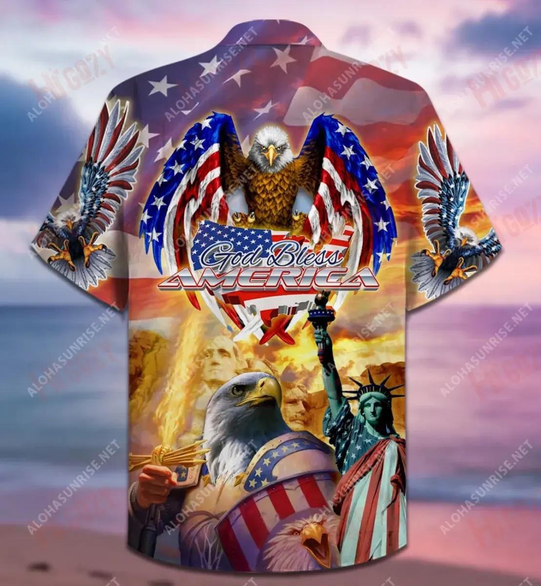 Eagle Dia Patriotic Beannaigh Meiriceá Léine Gearr Haváís Laethanta Saoire Muinchille Gearr Léinte Haváís Saincheaptha Léinte Haváís do Mhná, Bronntanas Léine Haváís, Bronntanas Nollag