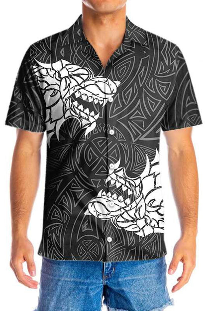 Viking Winter Wolf Rune Design Hawaiian Shirt, Hwaiian For Gift