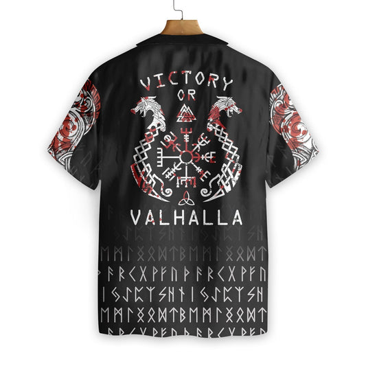 Bua Nó Valhalla Dubh Bán Agus Dearg Dearadh Léine Haváís, Bronntanas Léine Haváís, Bronntanas Nollag