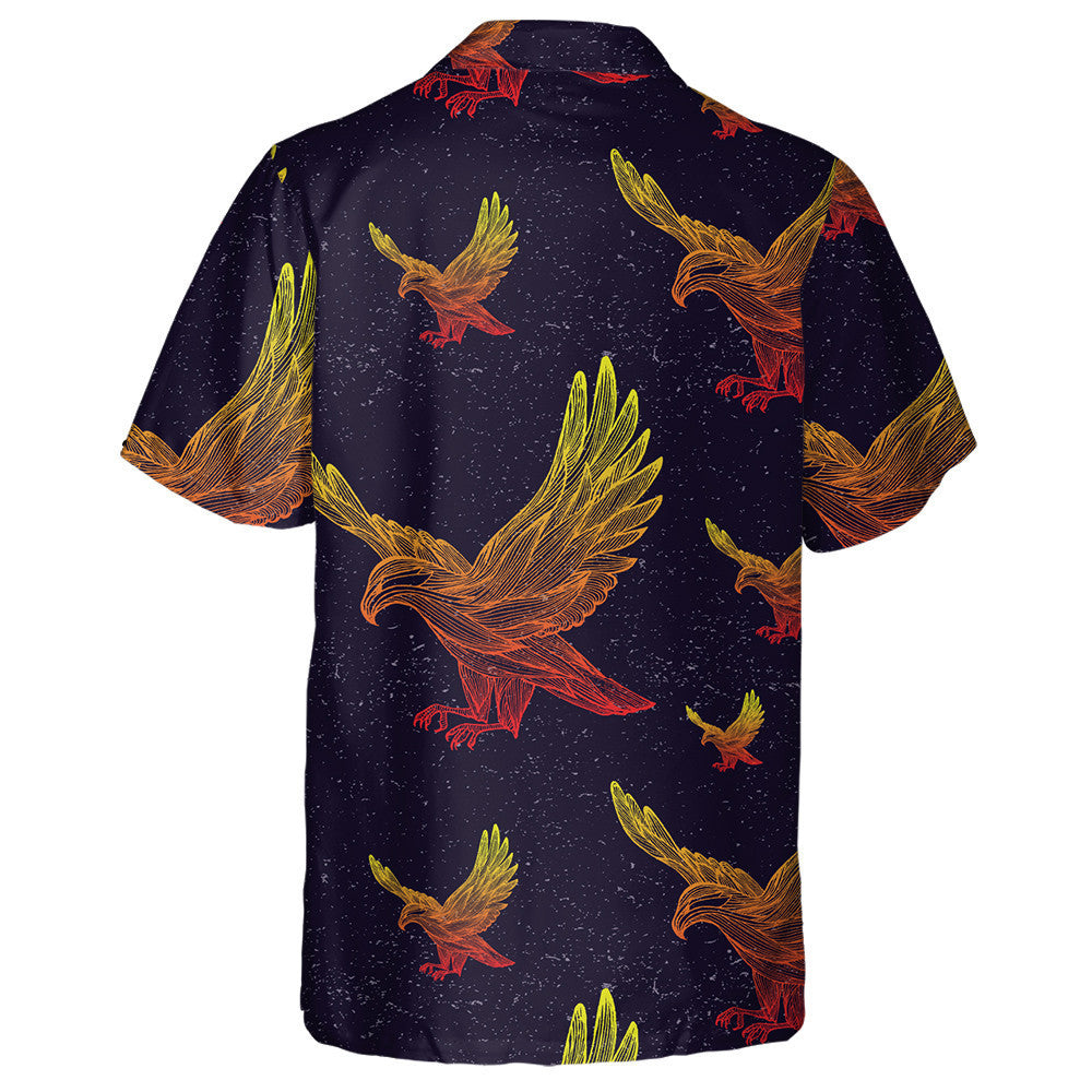 Beautiful Eagles Flying On Galaxy Background Hawaiian Shirt, Hawaiian For Gift