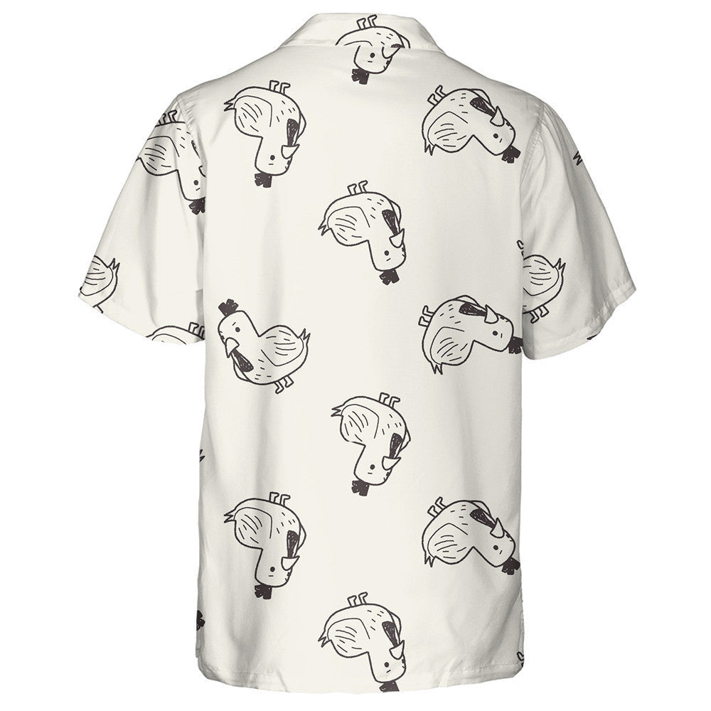 Simple Funny Chicken On Gray Background Hawaiian Shirt,Hawaiian Shirt Gift, Christmas Gift