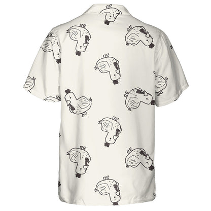 Simple Funny Chicken On Gray Background Hawaiian Shirt,Hawaiian Shirt Gift, Christmas Gift
