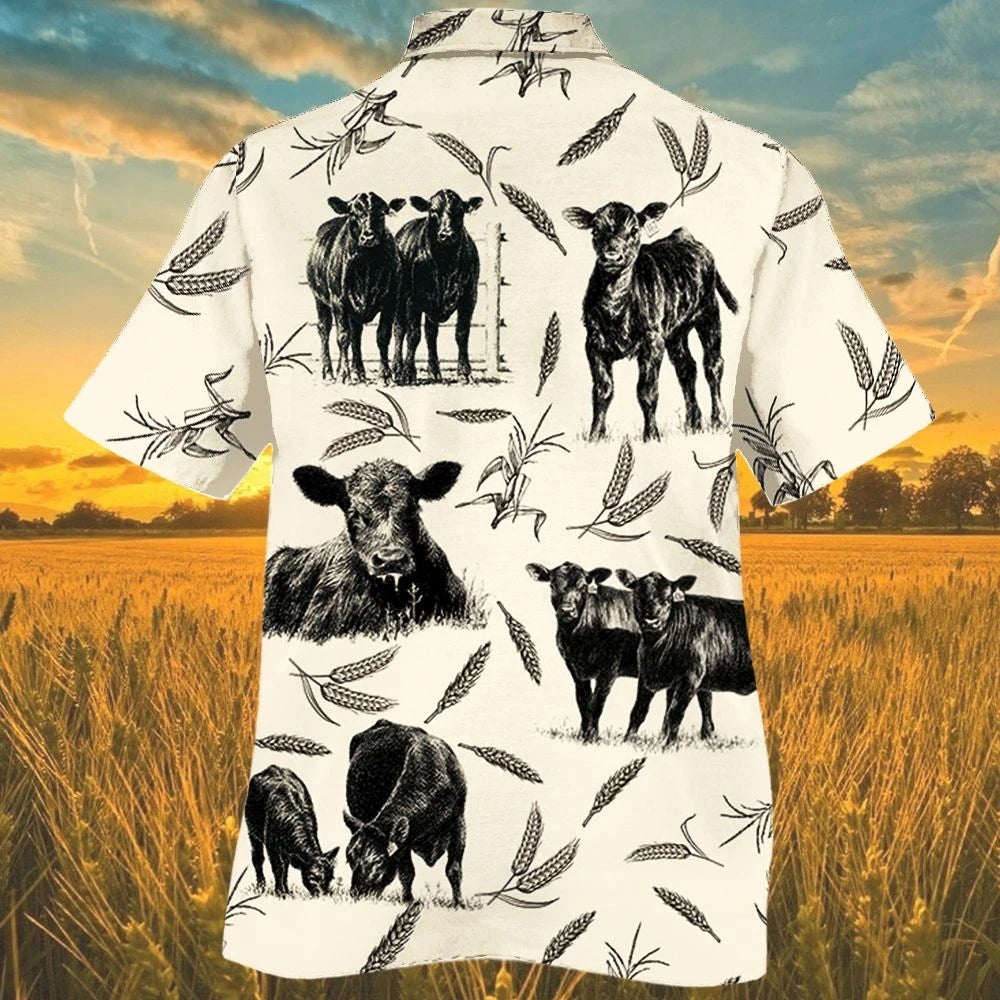 Cattle On The Farm Black And White Theme Hawaiian Shirt, Hawaiian Shirt Gift, Christmas Gift