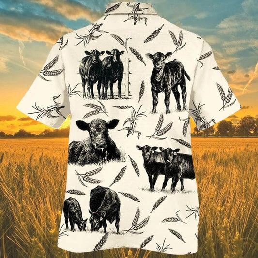 Cattle On The Farm Black And White Theme Hawaiian Shirt, Hawaiian Shirt Gift, Christmas Gift
