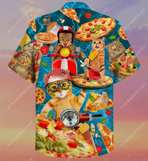 All I Need Is Pizza And My Cat Unisex Hawaiian Shirt Ocean Short Sleeve Hawaiian Shirts Hawaiian Shirts For Men, Hawaiian Shirt Gift, Christmas Gift