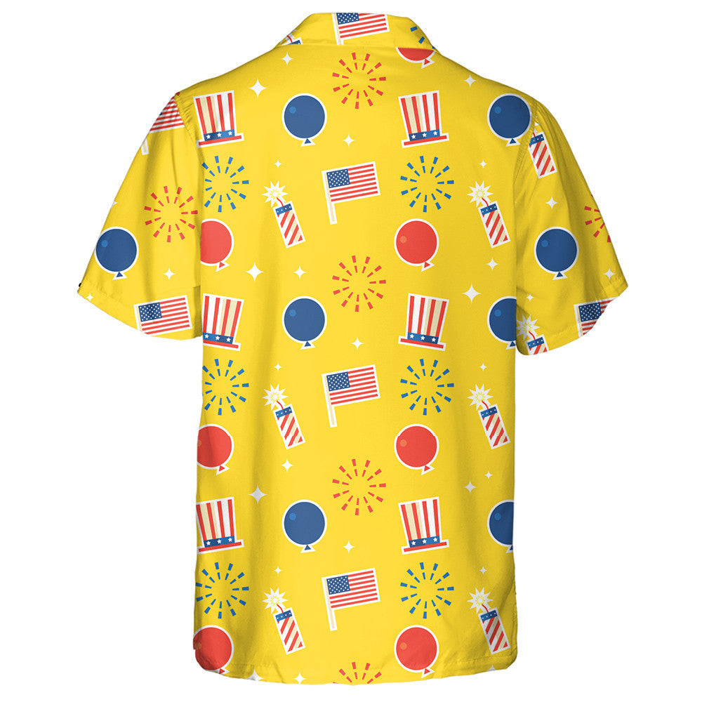 July 4th Theme Hats Balloons And Fireworks Hawaiian Shirt, Christmas Gift