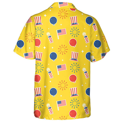 July 4th Theme Hats Balloons And Fireworks Hawaiian Shirt, Christmas Gift