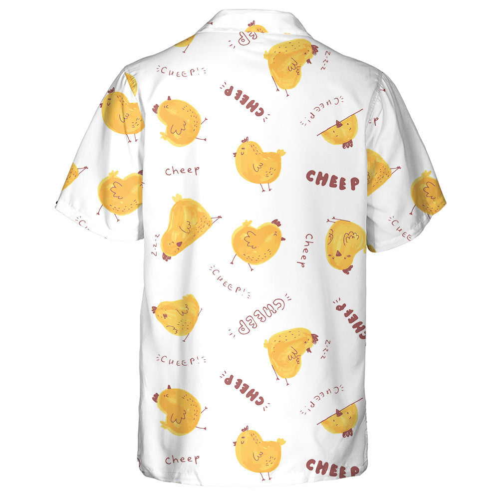 Cute Cartoon Chicken Baby And Lettering Cheep Hawaiian Shirt, Hawaiian Shirt Gift, Christmas Gift