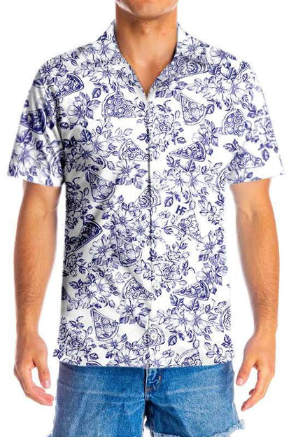 Dearadh Pizza Floral Gorm den Scoth Léine Haváís, Bronntanas Léine Haváí, Bronntanas Nollag