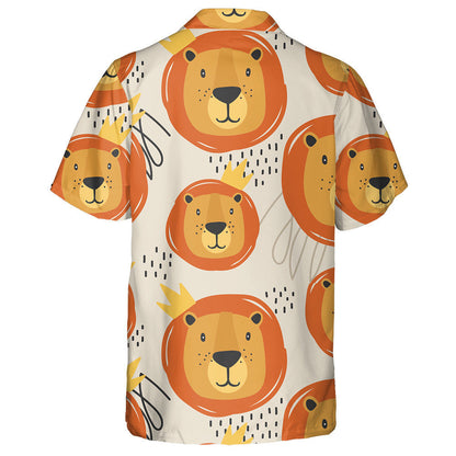 Lovely Lion In Crown On Pink Background Hawaiian Shirt, Hawaiian Shirt Gift, Christmas Gift