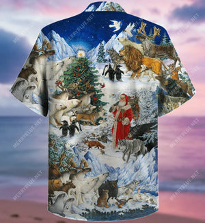 Wildlife Of Wild Animals On Christmas Holiday Hawaiian Shirt,Hawaiian Shirt Gift, Christmas Gift