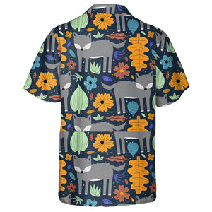 Wolf Adorable Forest Animal With Leaves And Flowers Hawaiian Shirt, Hawaiian Shirt Gift, Christmas Gift