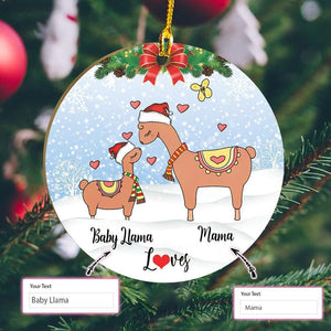 Baby Llama Loves Mama Custom Ornament, Christmas Ornament Gift, Christmas Gift, Christmas Decoration