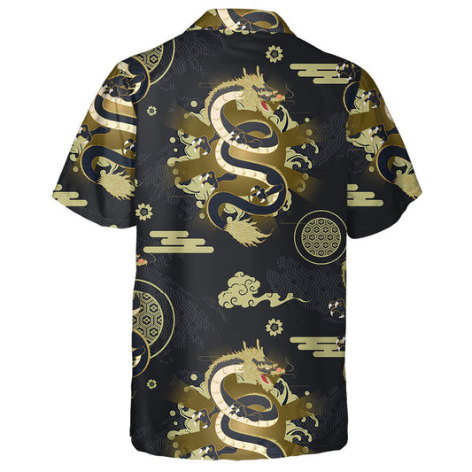 Black And Gold Theme With Flying Dragon Hawaiian Shirt, Hawaiian Shirt Gift, Christmas Gift