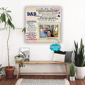 Dad its your first father's day in heaven Memorial Picture Frame - Keepsake Plaque That Holds a custom Photo - Sympathy Gift to Tribute The Loss of a Loved One