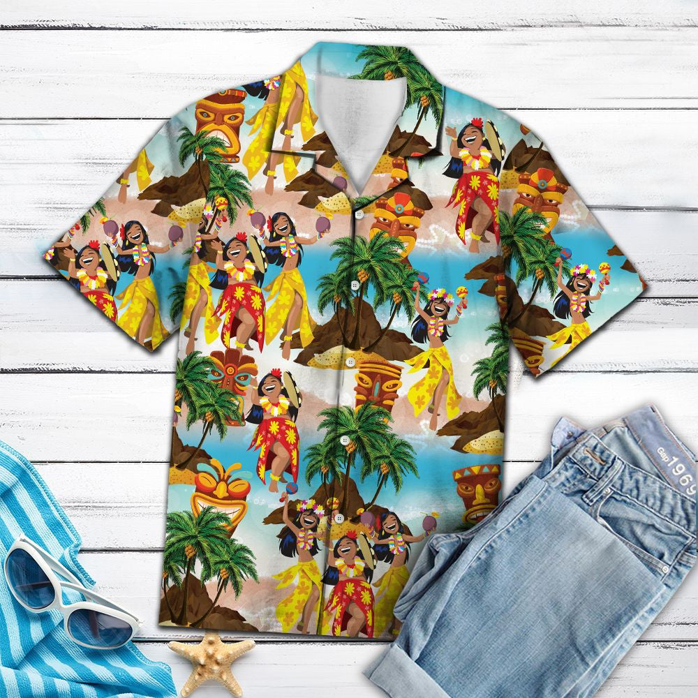 Summer Vacation Of African Beach Girl Pattern Hawaiian Shirt, Hawaiian Shirt Gift, Christmas Gift