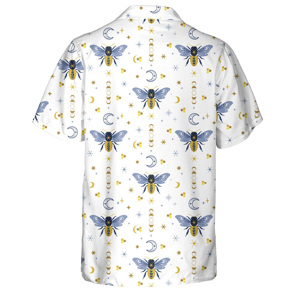 Watercolor Celestial And Bees Boho Magical Hawaiian Shirt, Hawaiian Shirt Gift, Christmas Gift