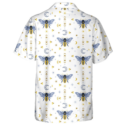 Watercolor Celestial And Bees Boho Magical Hawaiian Shirt, Hawaiian Shirt Gift, Christmas Gift