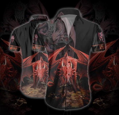 I Love Red Dragon Ornamental Hawaiian Shirt, Hawaiian For Gift