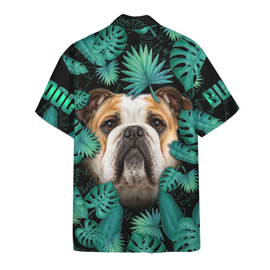 Face Of Bulldog In Palm Leaves Dramatic Hawaiian Shirt, Hawaiian Shirt Gift, Christmas Gift
