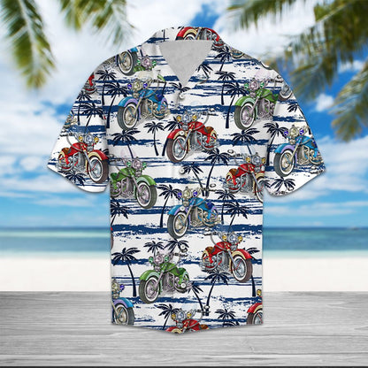 Motorbike Sea Palm Tree Design Hawaiian Shirt,Hawaiian Shirt Gift, Christmas Gift